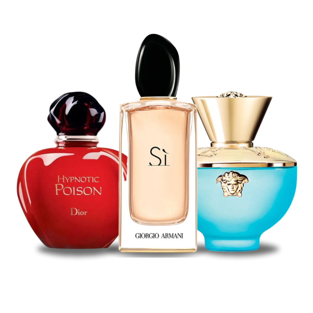 3 Profumi: Dior HYPNOTIC POISON, Giorgio Armani SÌ e Versace DYLAN TURQUOISE 100ml (Eau de Parfum) - Profumi per donne