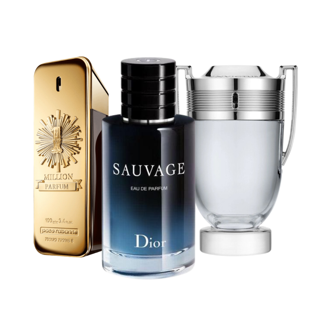 3 Profumi Paco Rabanne ONE MILLION, Dior SAUVAGE e Paco Rabanne INVICTUS (Eau de Parfum) - Profumi per uomini