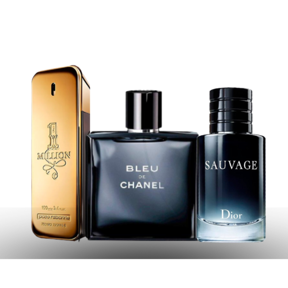 Sauvage di Dior, Bleu de Chanel e One Million di Paco Rabanne - Profumi per uomini